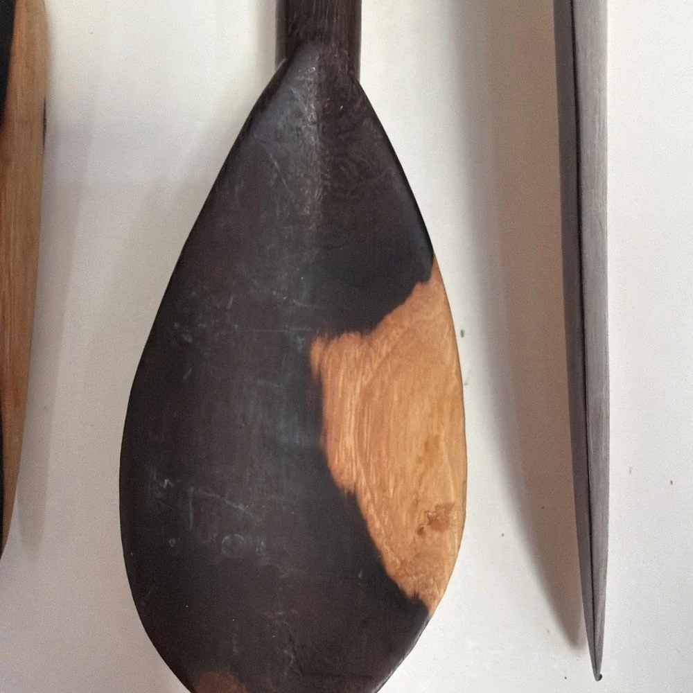 Vintage Wooden Hand-carved Tribal African‎ Spoon, Fork And Knife Art Deco 16
